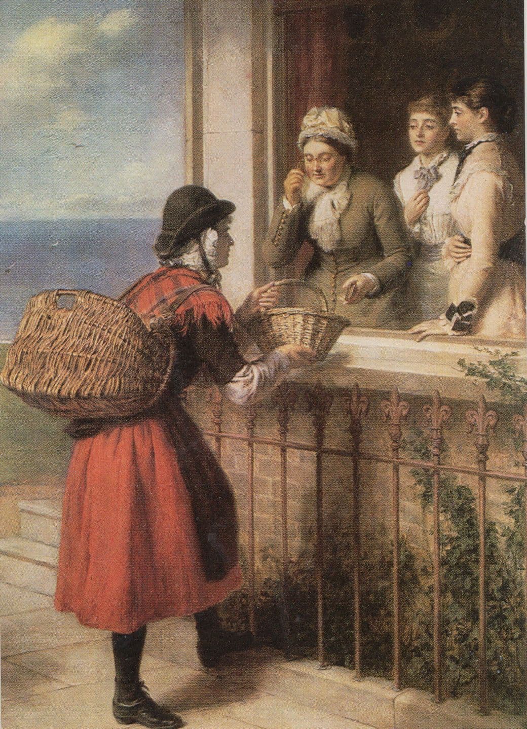 William Powell Frith The Tenby Fisherwoman Fishing Postcard