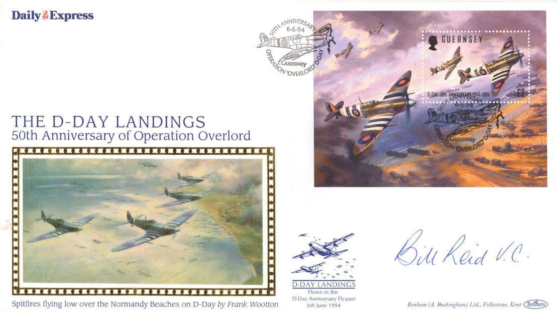William Reid Benhams D-Day Landings Victoria Cross WW2 Hand Signed FDC