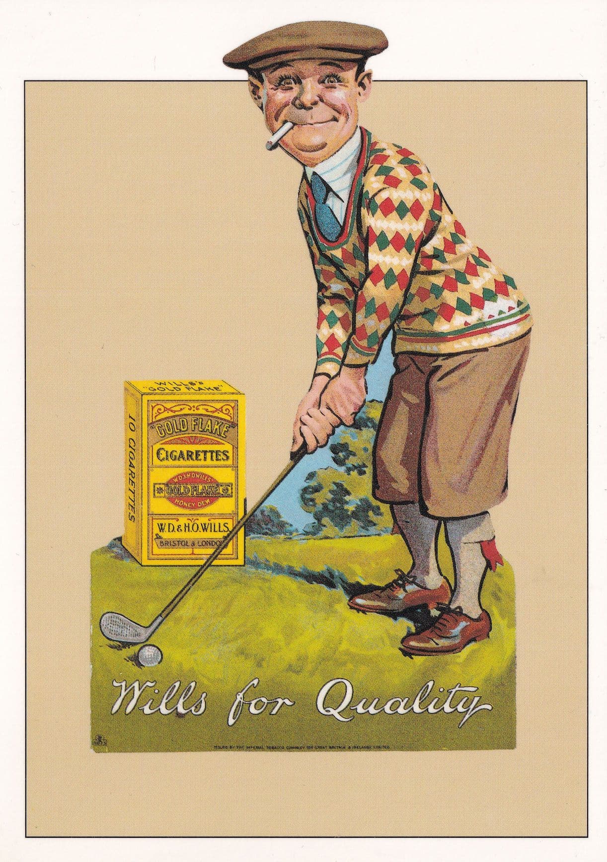 Wills Cigarettes For Quality Golf Golfing Advertising Postcard