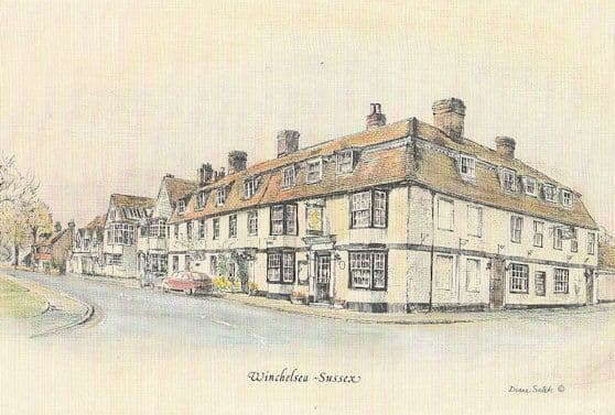 Winchelsea Sussex Artist Painting 1980s Postcard