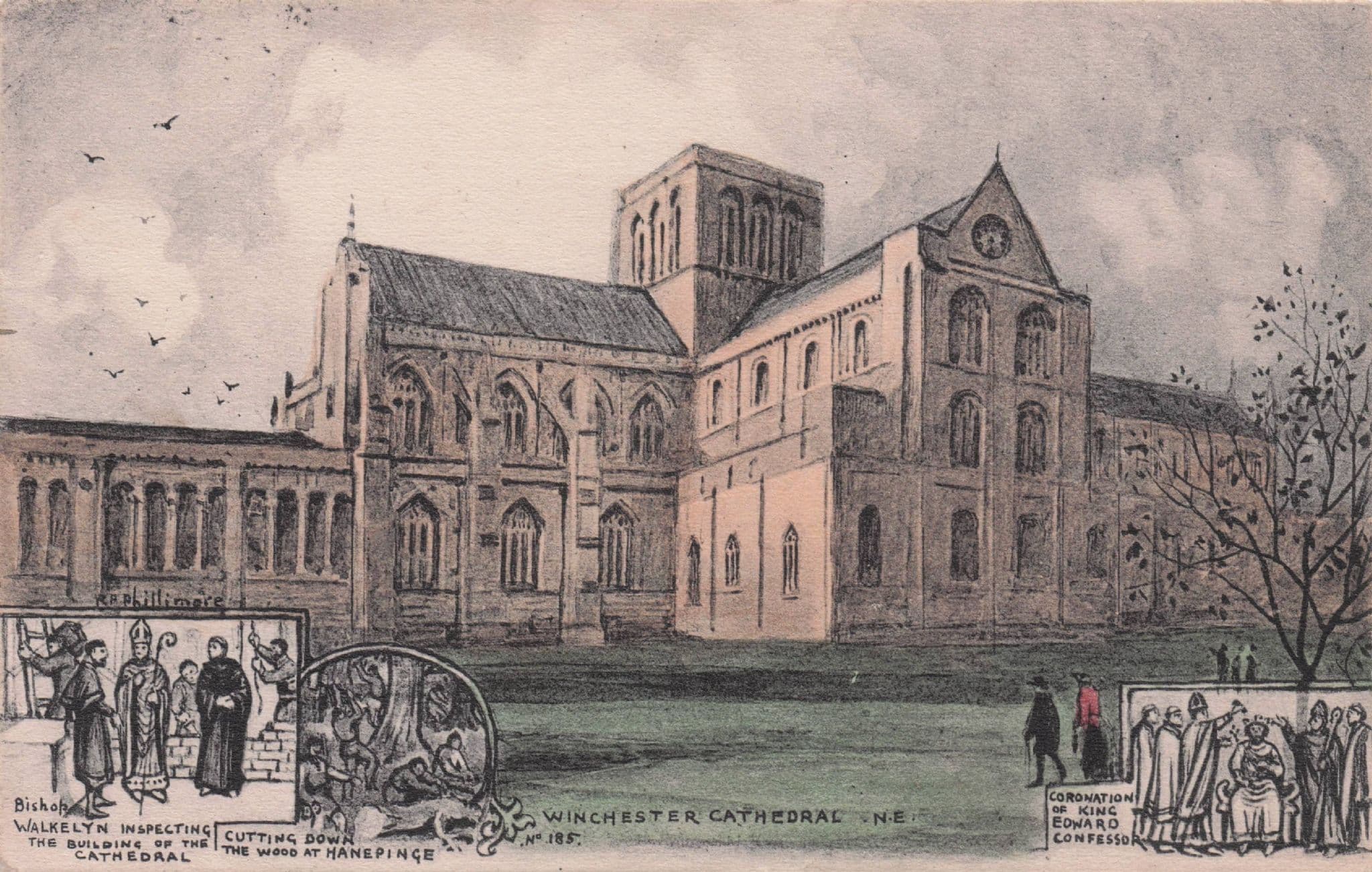 Winchester Cathedral Walkelyn Inspection King Edward Phillimore Postcard