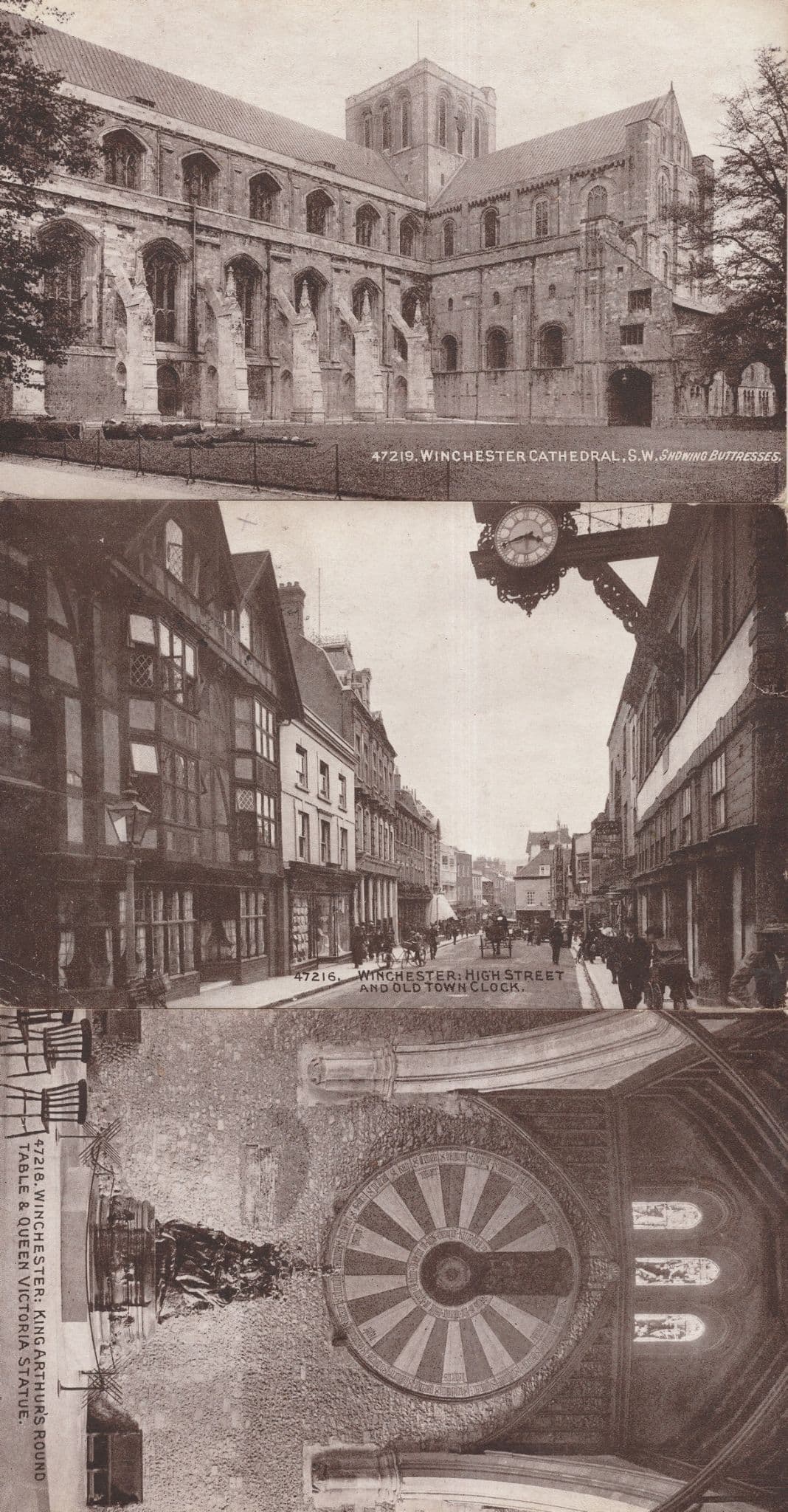 Winchester Clock Cathedral Queen Victoria Statue 3x Old Postcard s