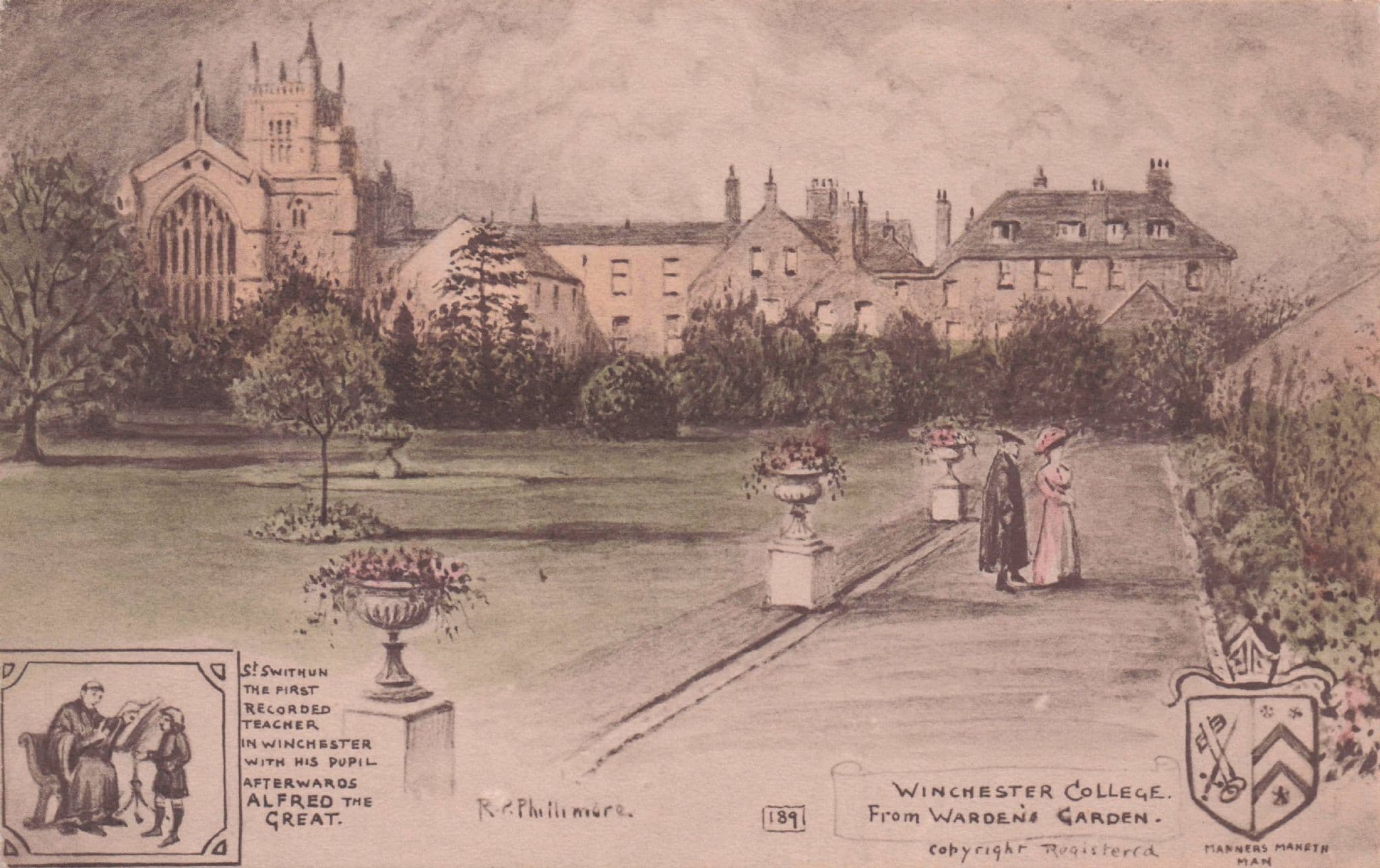 Winchester College Saint Swithun 1st Teacher Warden Garden Phillimore Postcard