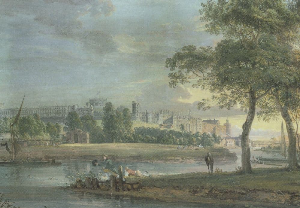 Windsor Castle River Thames Medieval 1794 London Painting Postcard