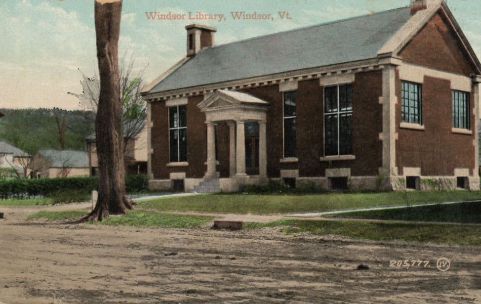 Windsor Library Vermont USA Old Postcard