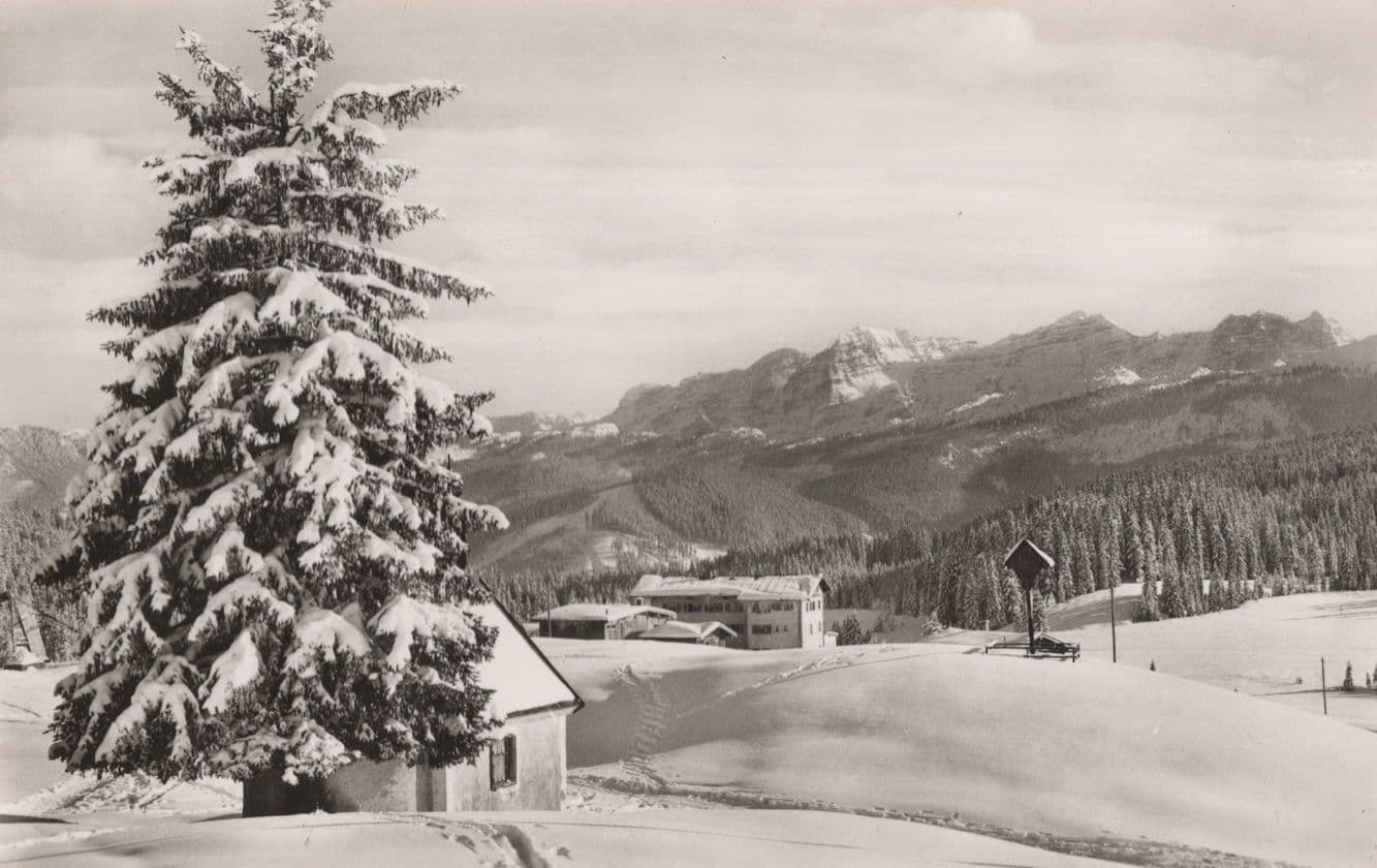 Winklmoos Alpengasthof Pension in Snow RPC German Postcard