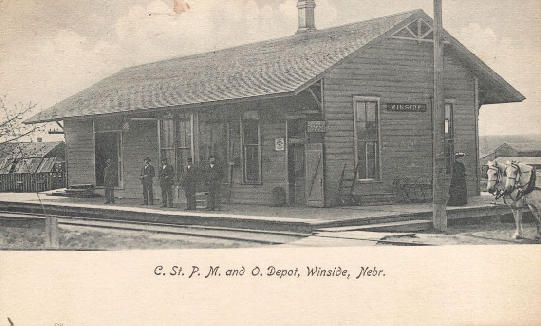 Winside Railroad Station Depot Nebraska Old WW1 USA Postcard