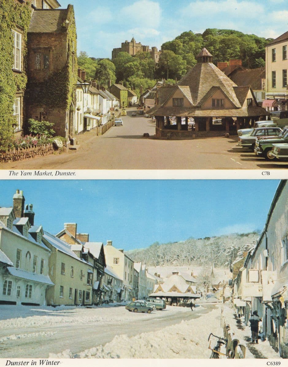 Winter In Dunster Disaster Weather Somerset 2x Postcard s