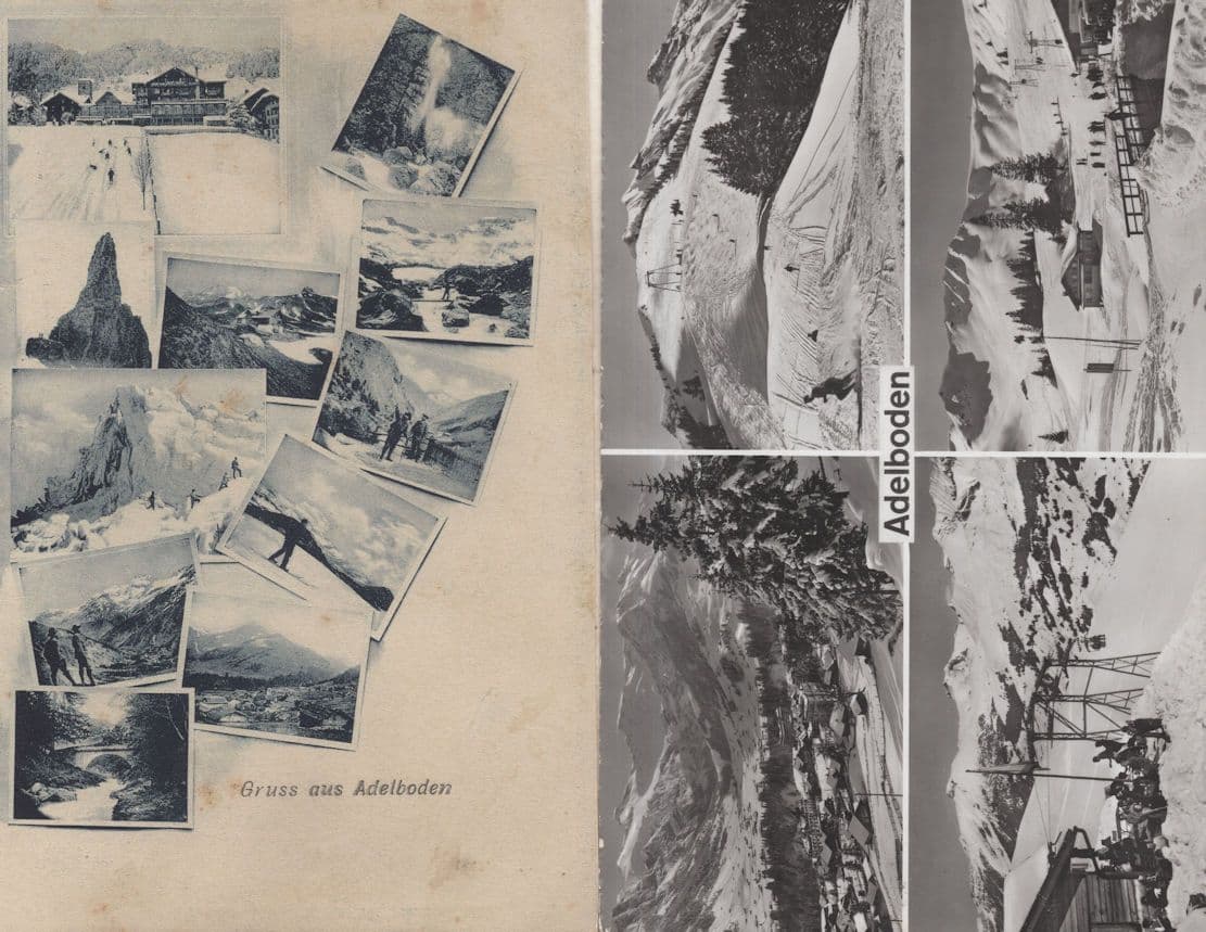Winter Sports Skiing at Adelboden Switzerland 2x Old Postcard s