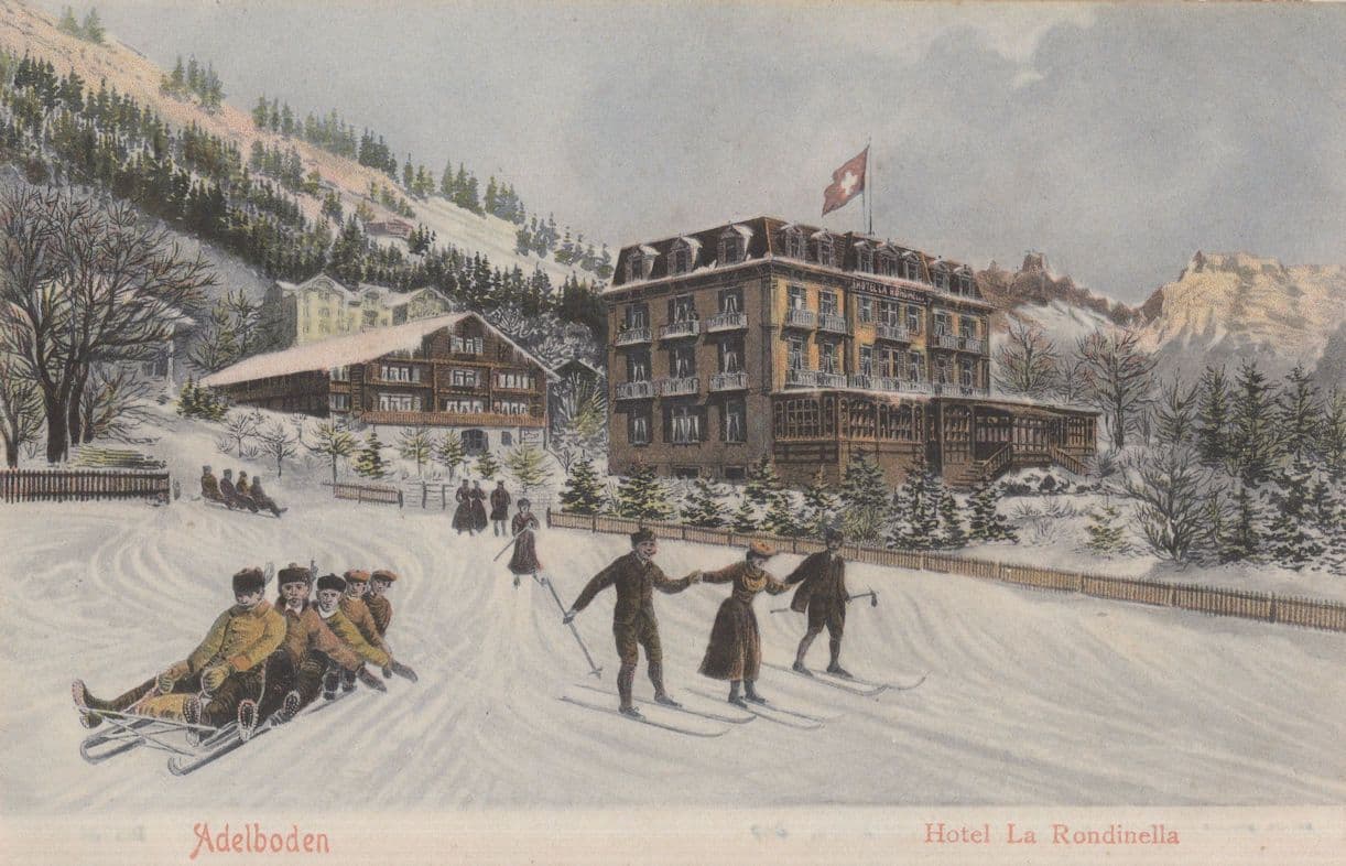 Wintersport Hotel La Rondinella Adelboden Ski Switzerland Postcard