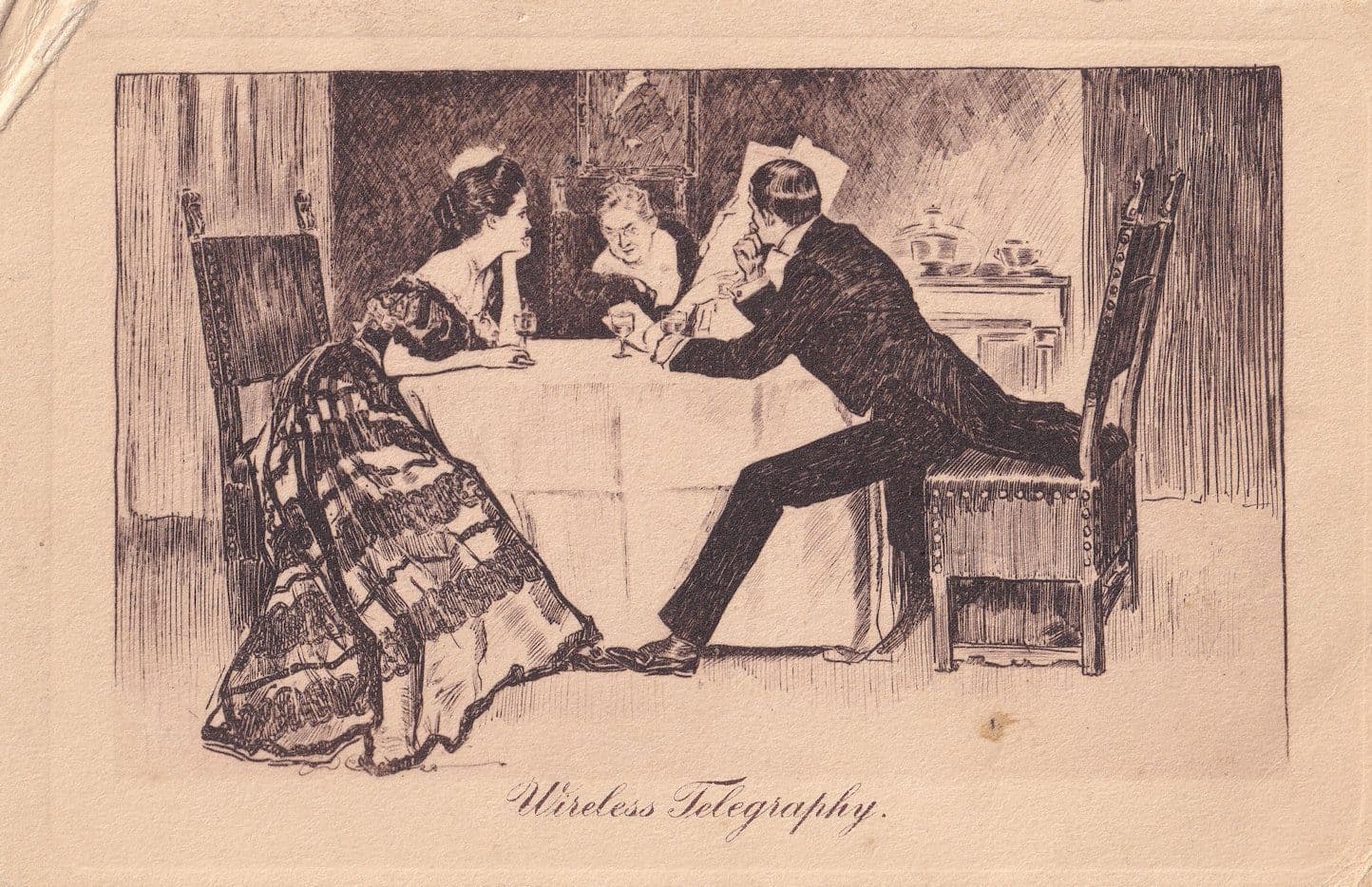 Wireless Telegraphy Antique Comic Postcard