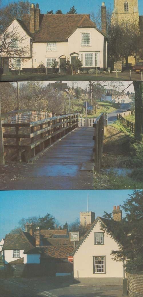 Witham Saint St Nicholas Church Chipping Hill Bridge Old Forge Pub 3x Postcard s