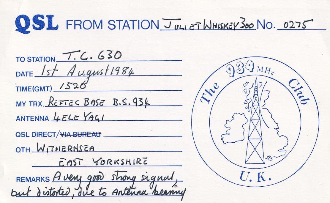Withernsea Promenade Yorkshire QSL Bed & Breakfast Amateur Radio Card