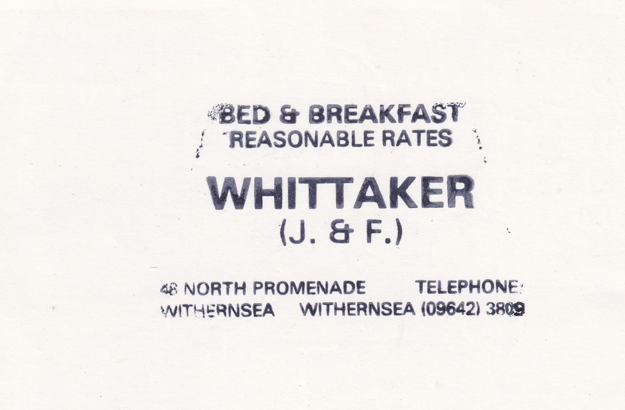 Withernsea Promenade Yorkshire QSL Bed & Breakfast Amateur Radio Card