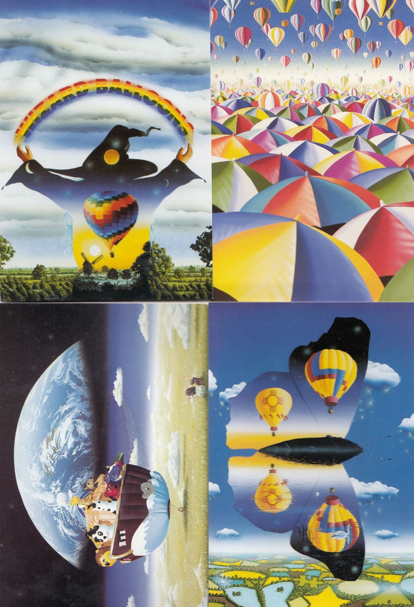Wizard Balloons Noahs Space Arc Hot Air Balloon 4x Painting Postcard s