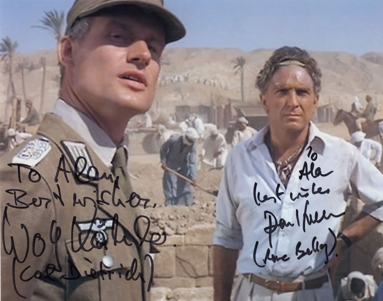 Wolf Kahler & Paul Freeman Raiders Of The Lost Ark 2x Hand Signed Autograph & COA Photo