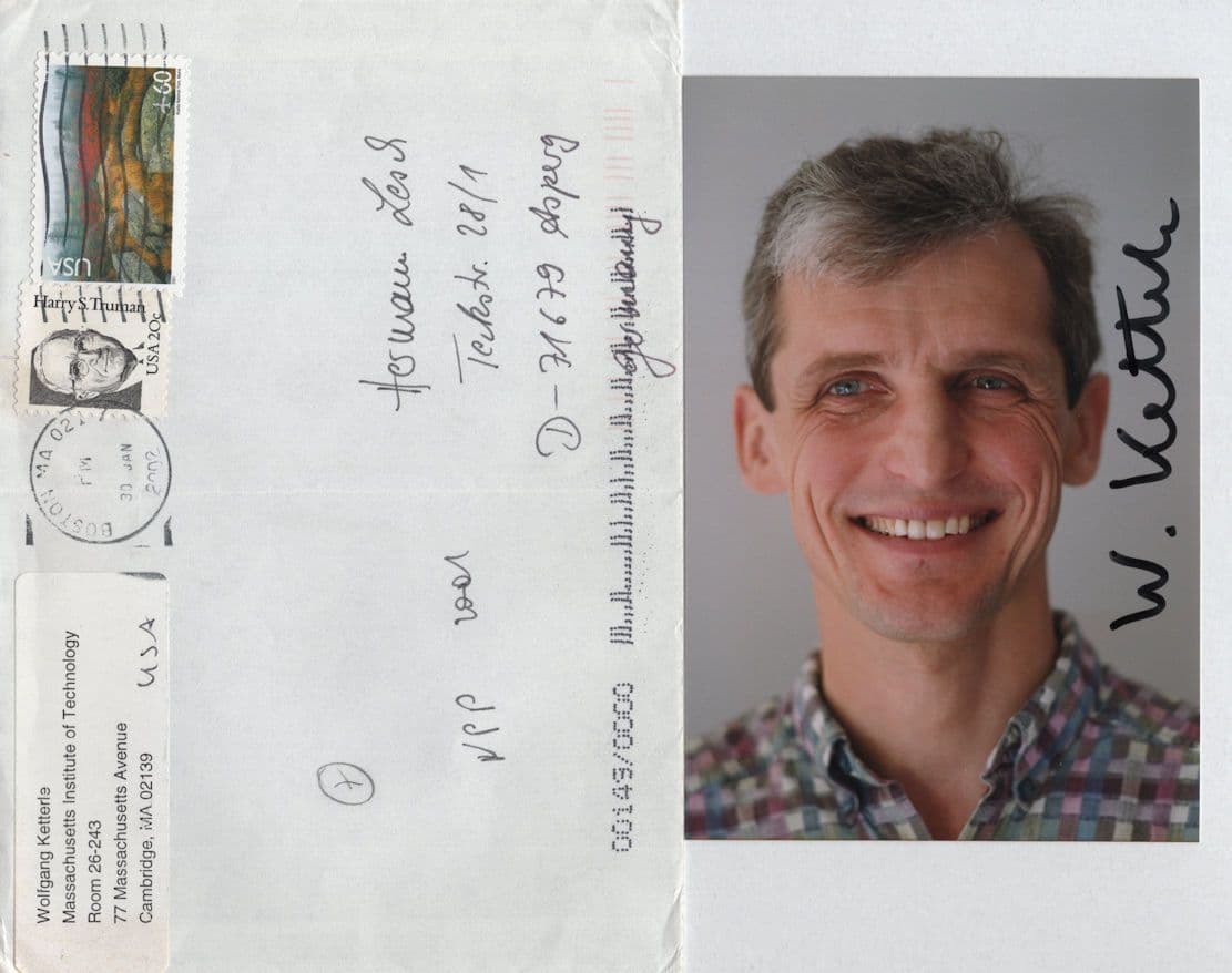 Wolfgang Ketterle Physics Nobel Prize Hand Signed Photo & COA Envelope