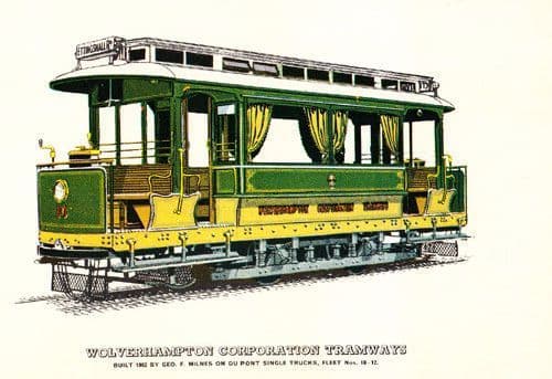 Wolverhampton Ettingshall Road Antique Bus Transport Tram Old View Postcard