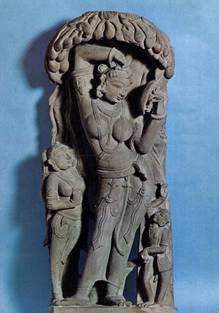 Woman At Her Toilet Wood Carving Hindu Statue Khajuraho Postcard