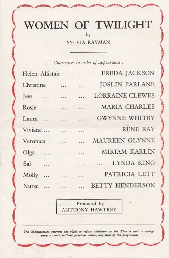 Women Of Twilight Jack Hylton Drama Victoria Palace Theatre Programme