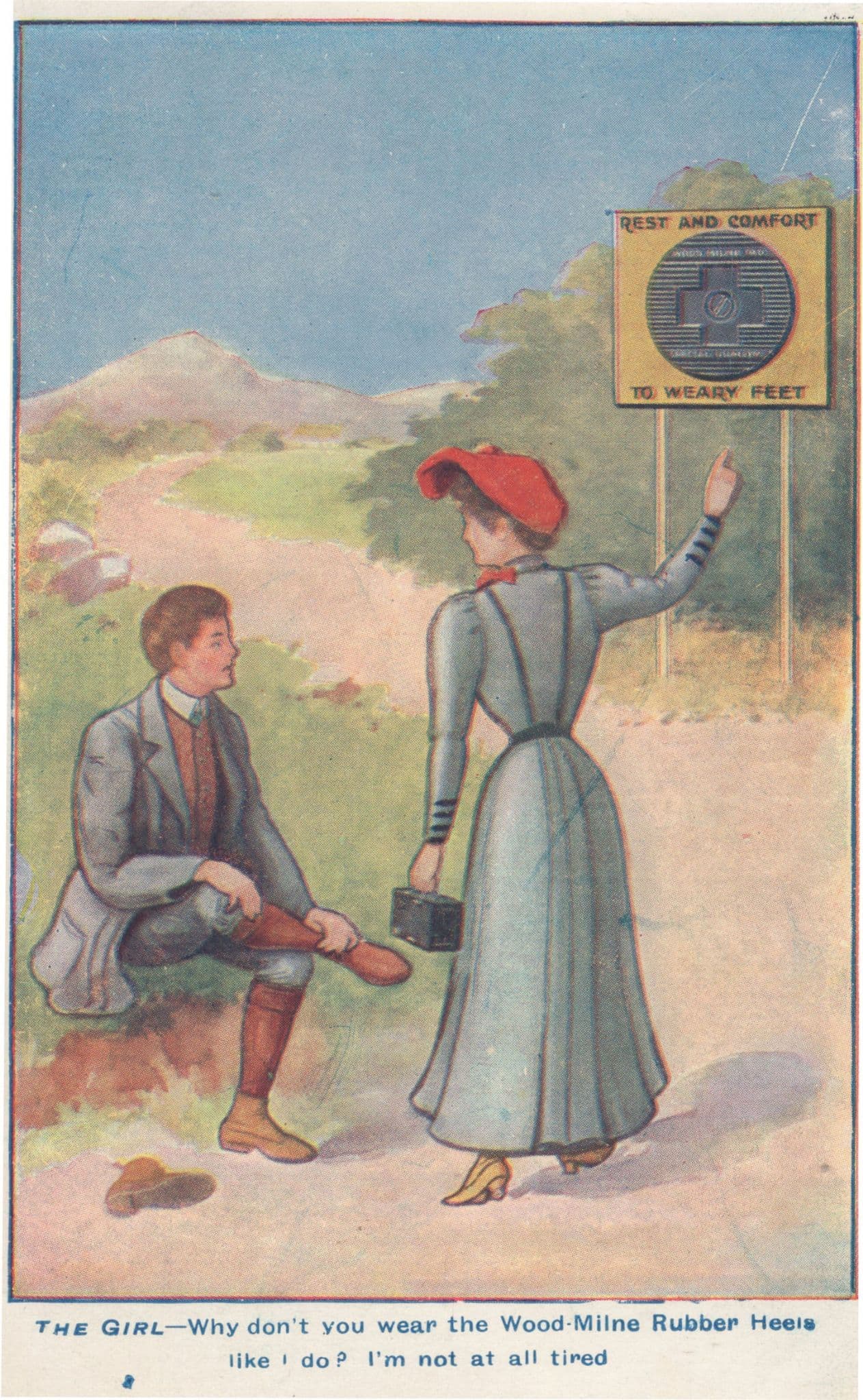 Wood Milne Rubber Heels Old Shoes Rambling Antique Postcard