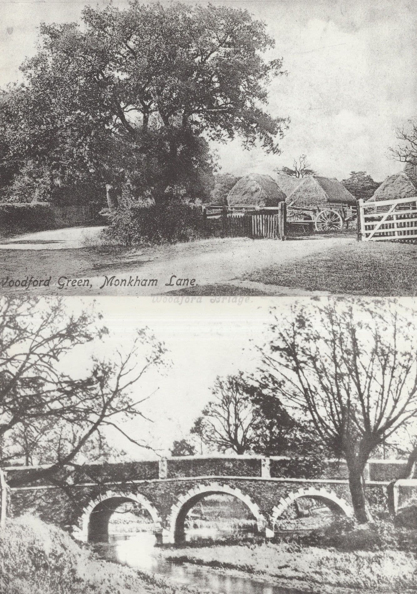 Woodford Green Monkham Lane & Bridge 2x Postcard s