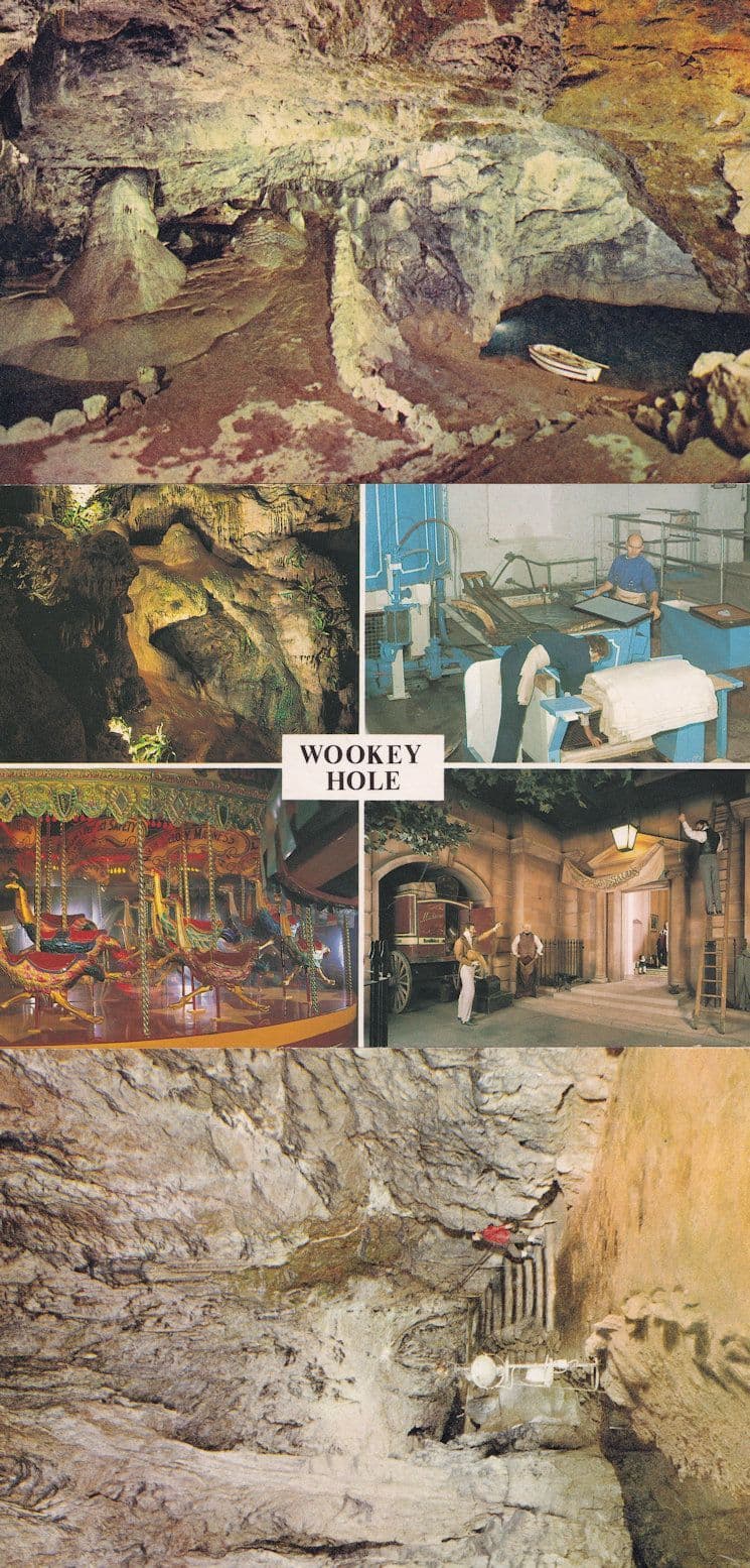 Wookey Hole Somerset Paper Making Witch In Caves 3x Postcard s