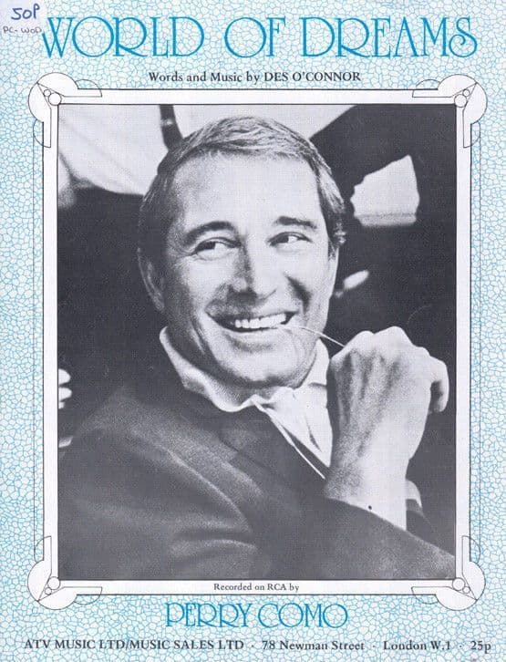World Of Dreams Perry Como 1970s Sheet Music