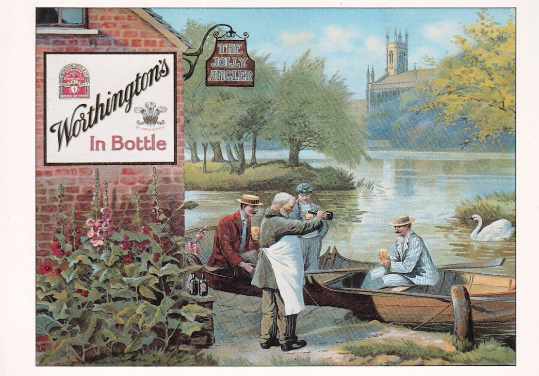 Worthingtons Beer In Bottles Jolly Anchor Pub Advert Postcard
