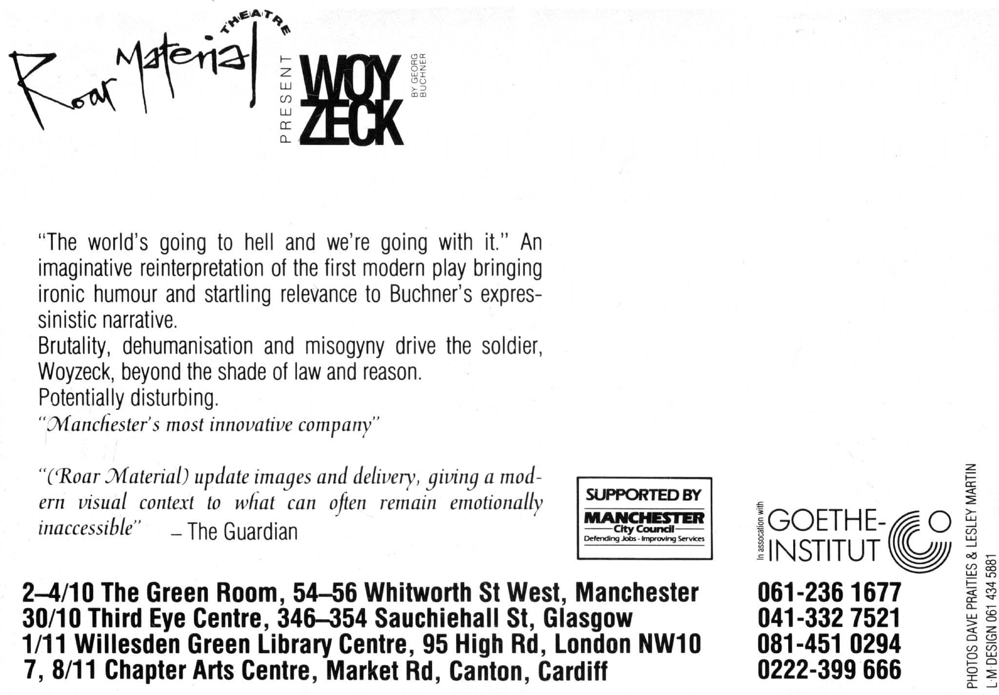 Woy Zeck Military Soldier To Madness London Play Theatre Postcard