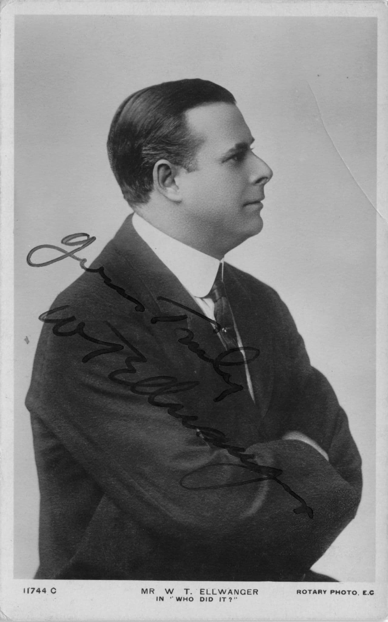 WT William Ellwanger American Norfolk Old Actor Hand Signed Postcard