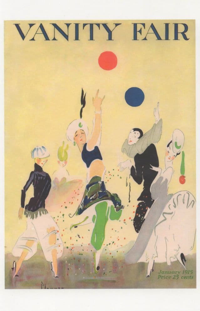 WW1 Circus Clown Dancing Painting Art Deco Cover Postcard