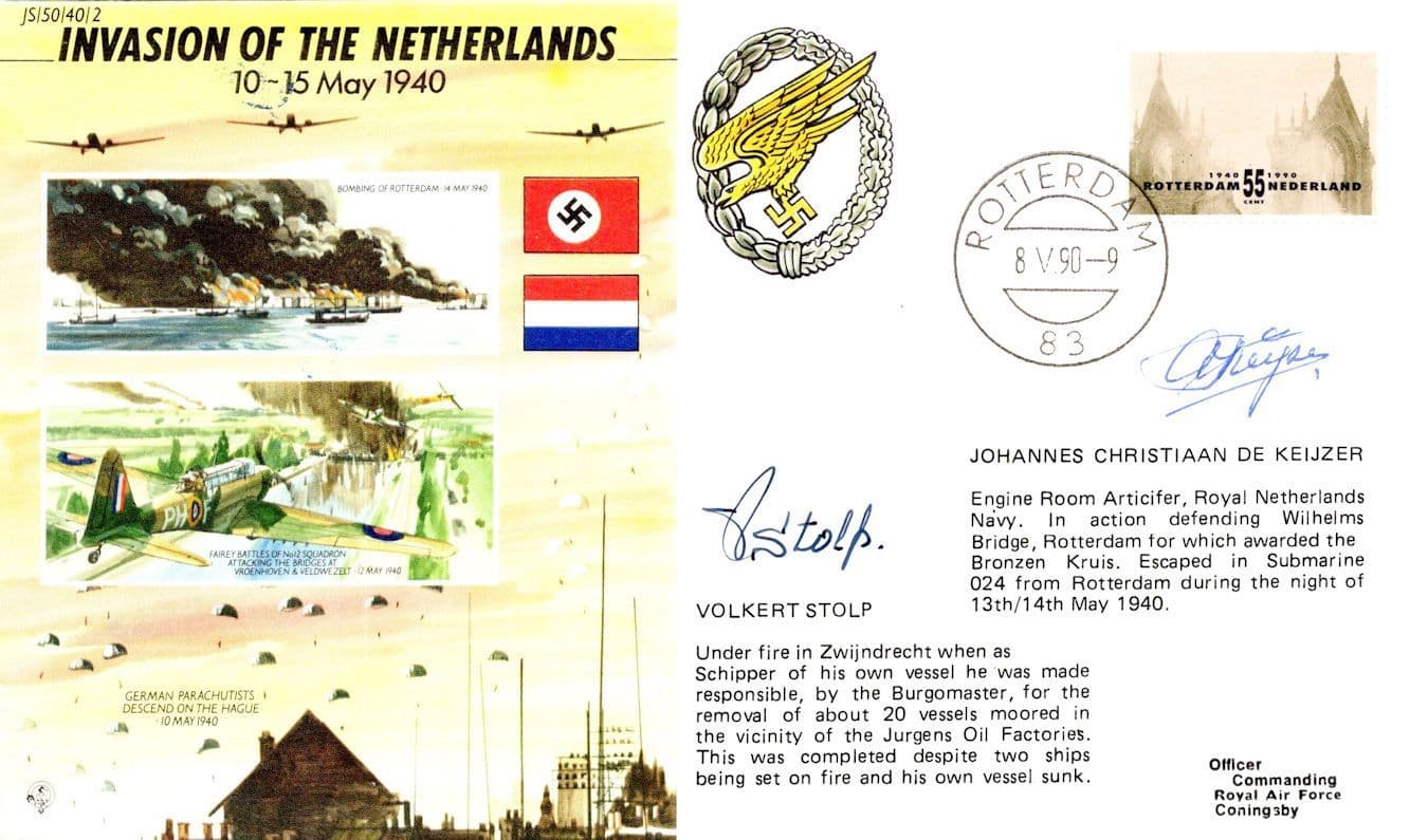 WW2 1940 Invasion Netherlands Volkert Stolp Johannes De Keijzer MULTI Signed FDC