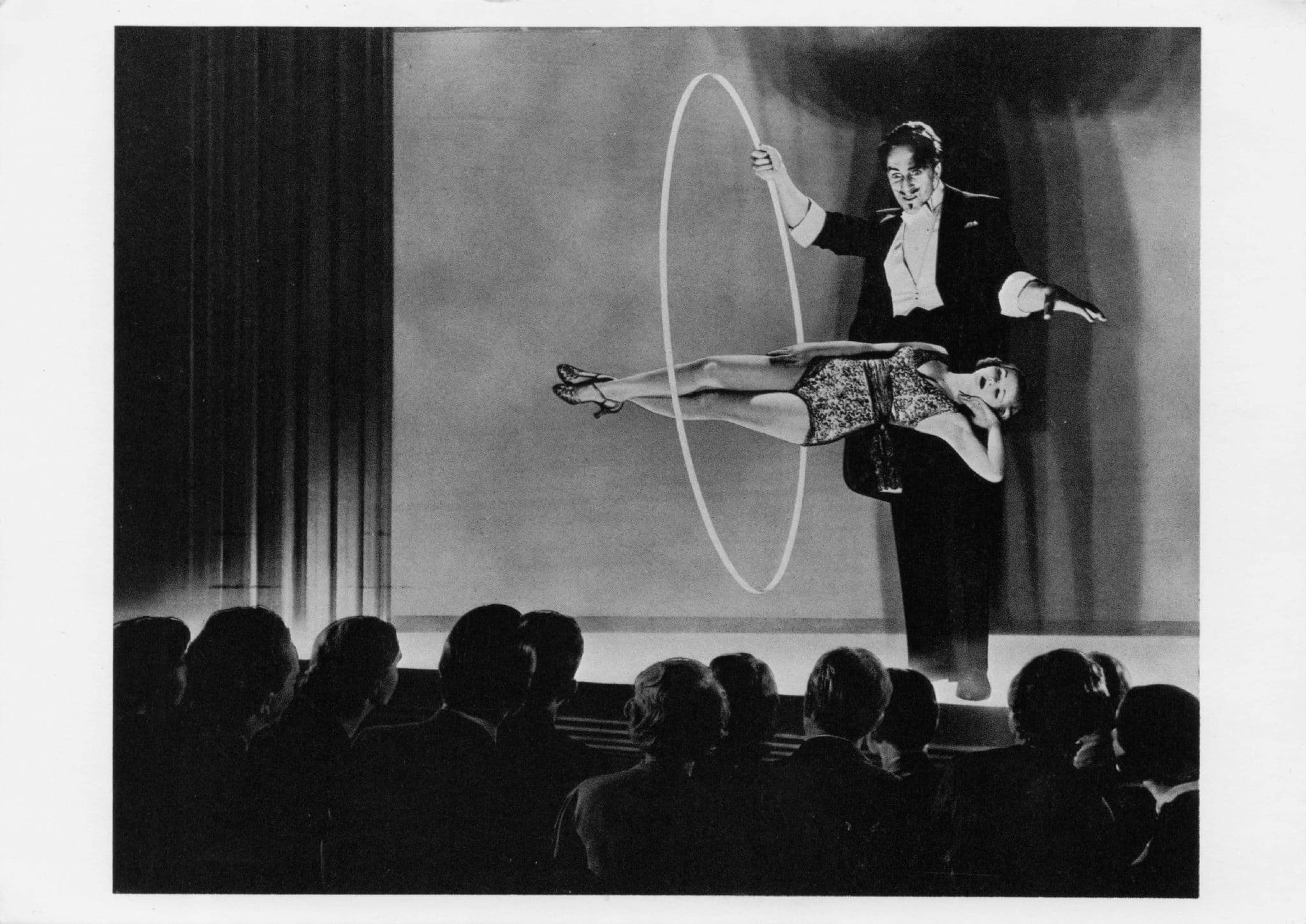 WW2 Magician Levitation Girl Through Ring Act Circus RPC Postcard