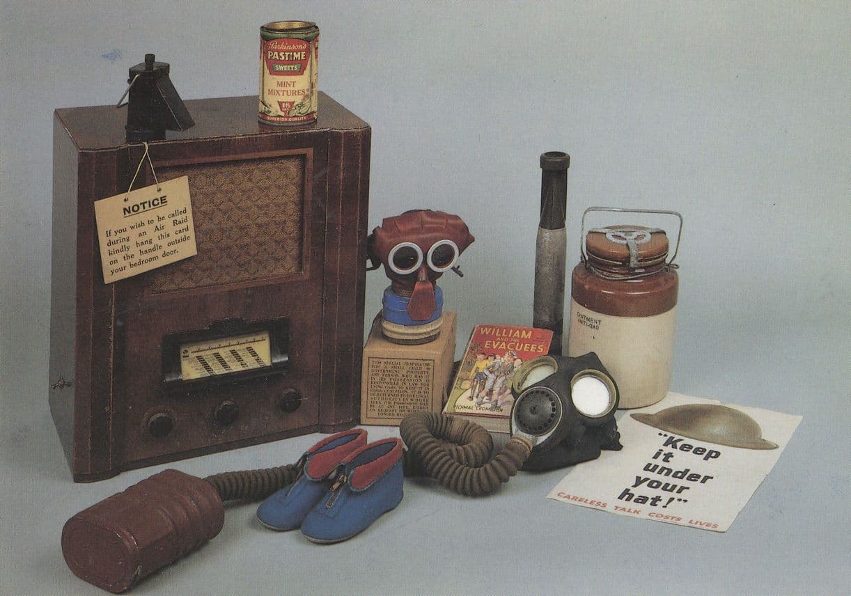 WW2 Wireless Mickey Mouse Gas Mask Air Raid Equipment Postcard