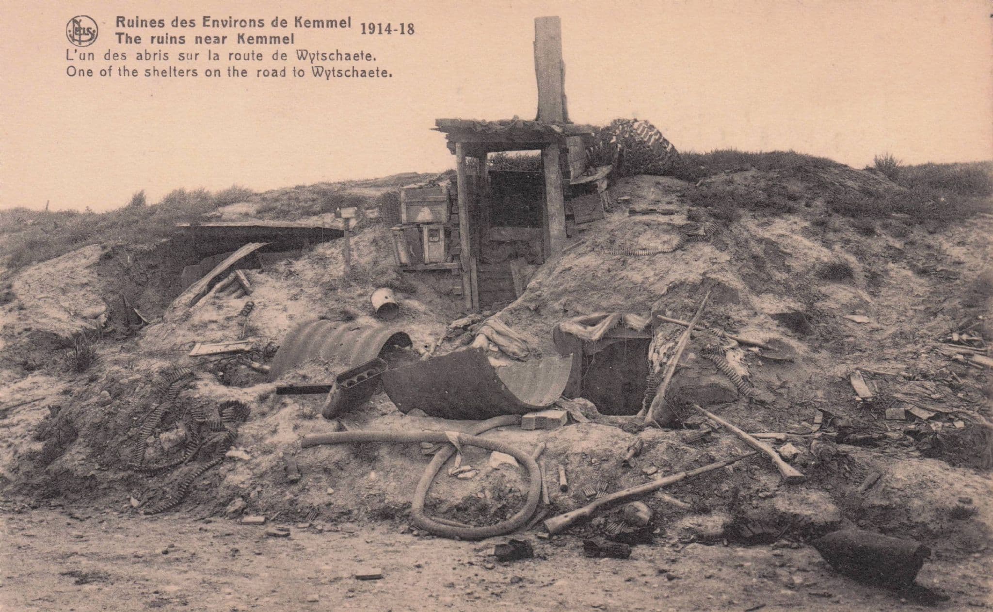 Wytschaete Kemmel Shelter Belgium WW1 Bomb Damage Postcard