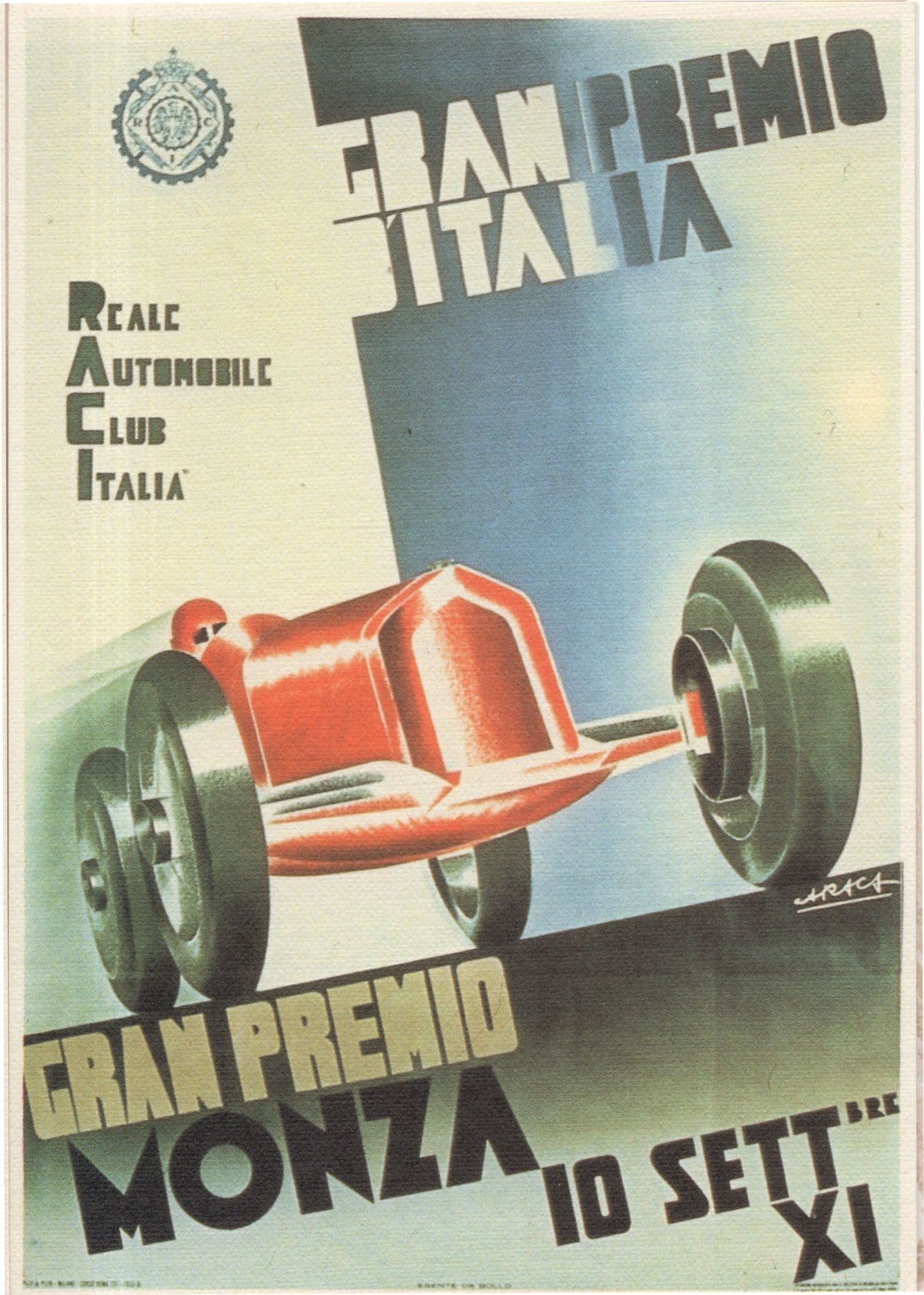 XI Gran Premio D'Italia Monza F1 Grand Prix Rare Poster Postcard