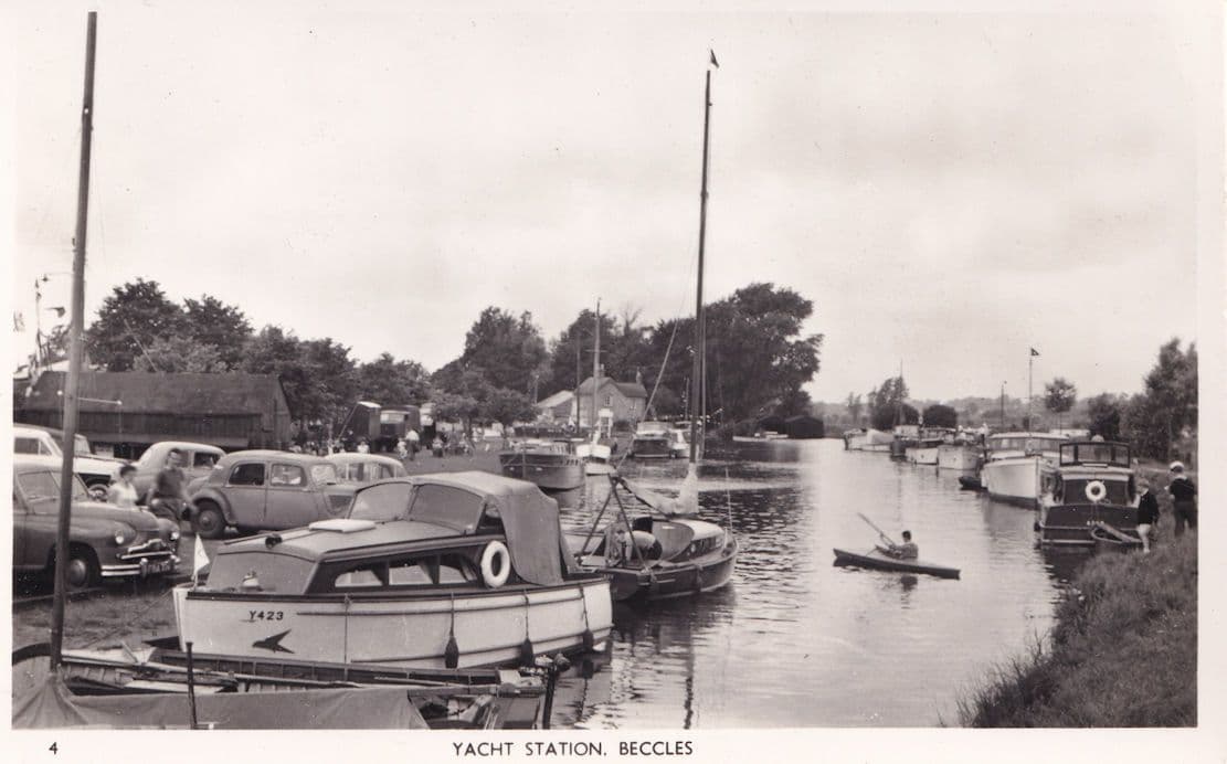 Yacht Boat Station Beccles Suffolk Real Photo Old Postcard