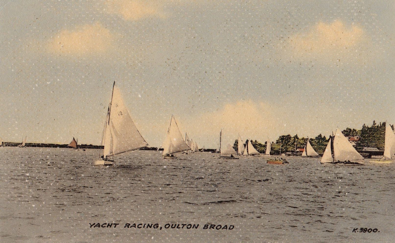 Yacht Racing Oulton Broad Norfolk Broads Old Postcard