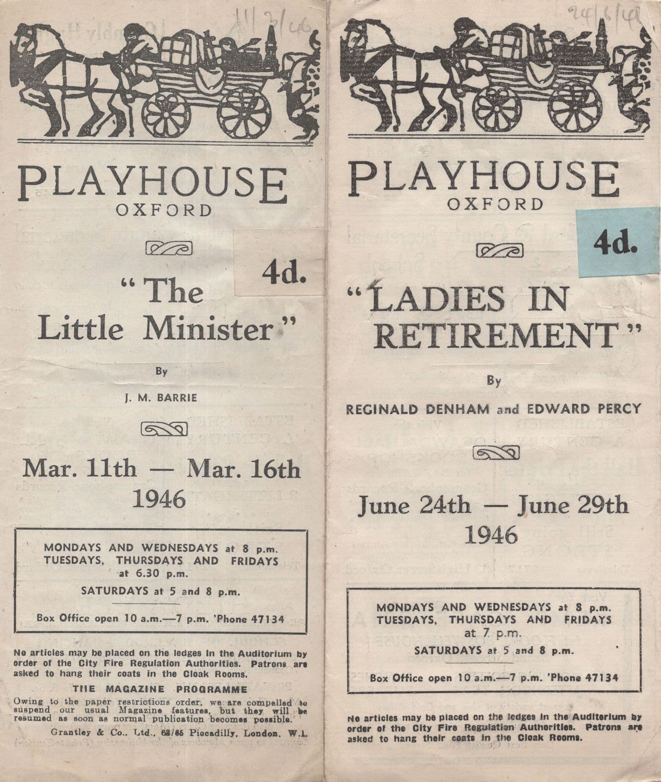Yes Minister Ladies In Retirement Oxford 2x Theatre Programme s