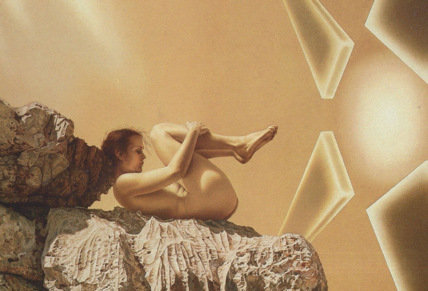 Yoga Woman Entering Another Space Dimension Painting Postcard
