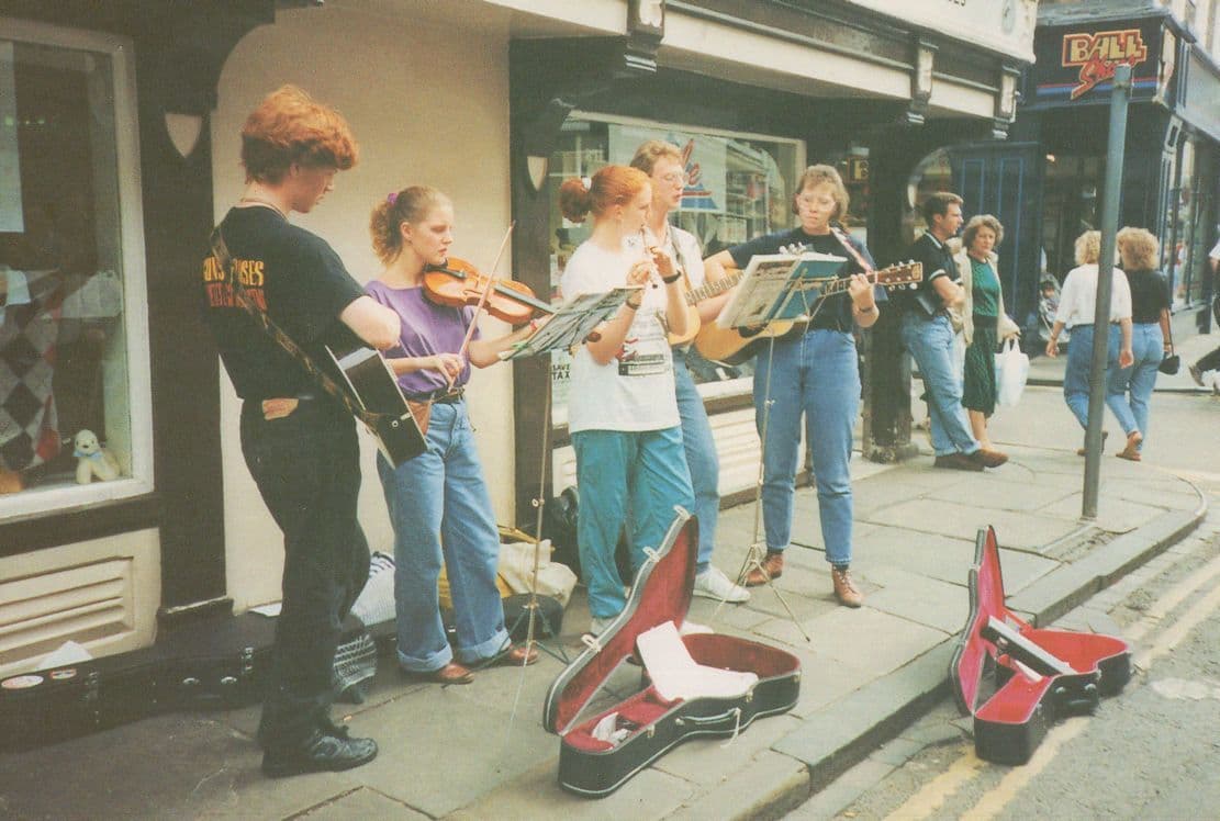 York Street Buskers Music Band Yorkshire Postcard