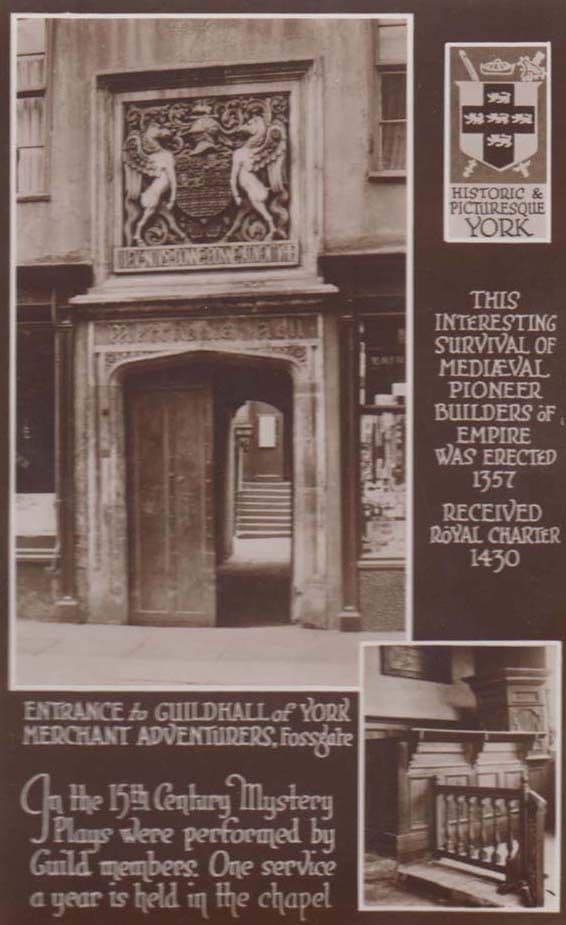 Yorkshire York Mystery Drama Plays Theatre Guildhall Chapel Real Photo Postcard