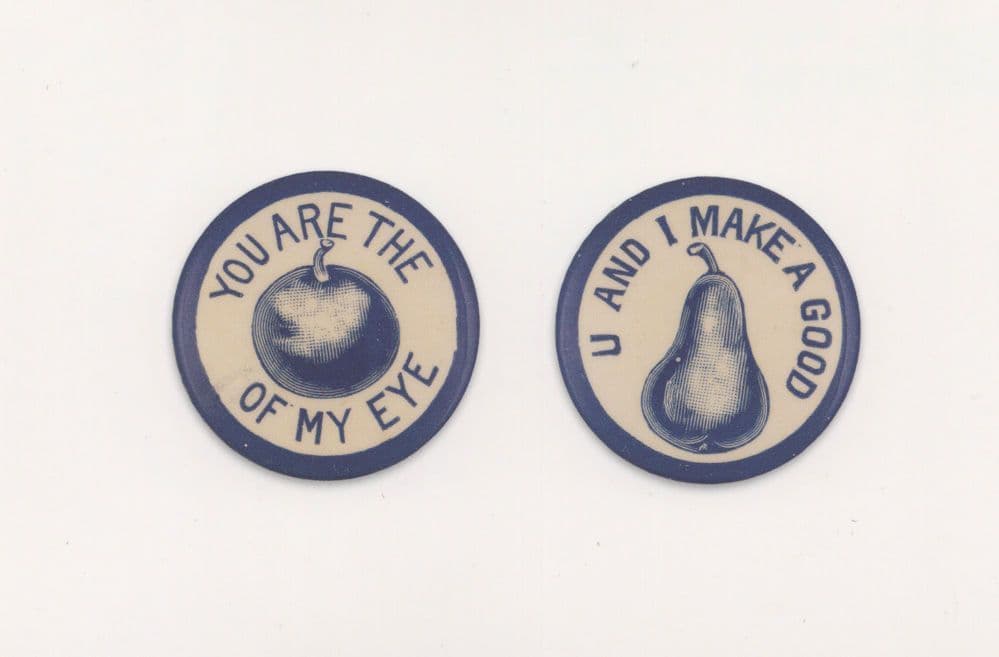 You Are The Apple Of My Eye Pears Badge Button Fruit Postcard