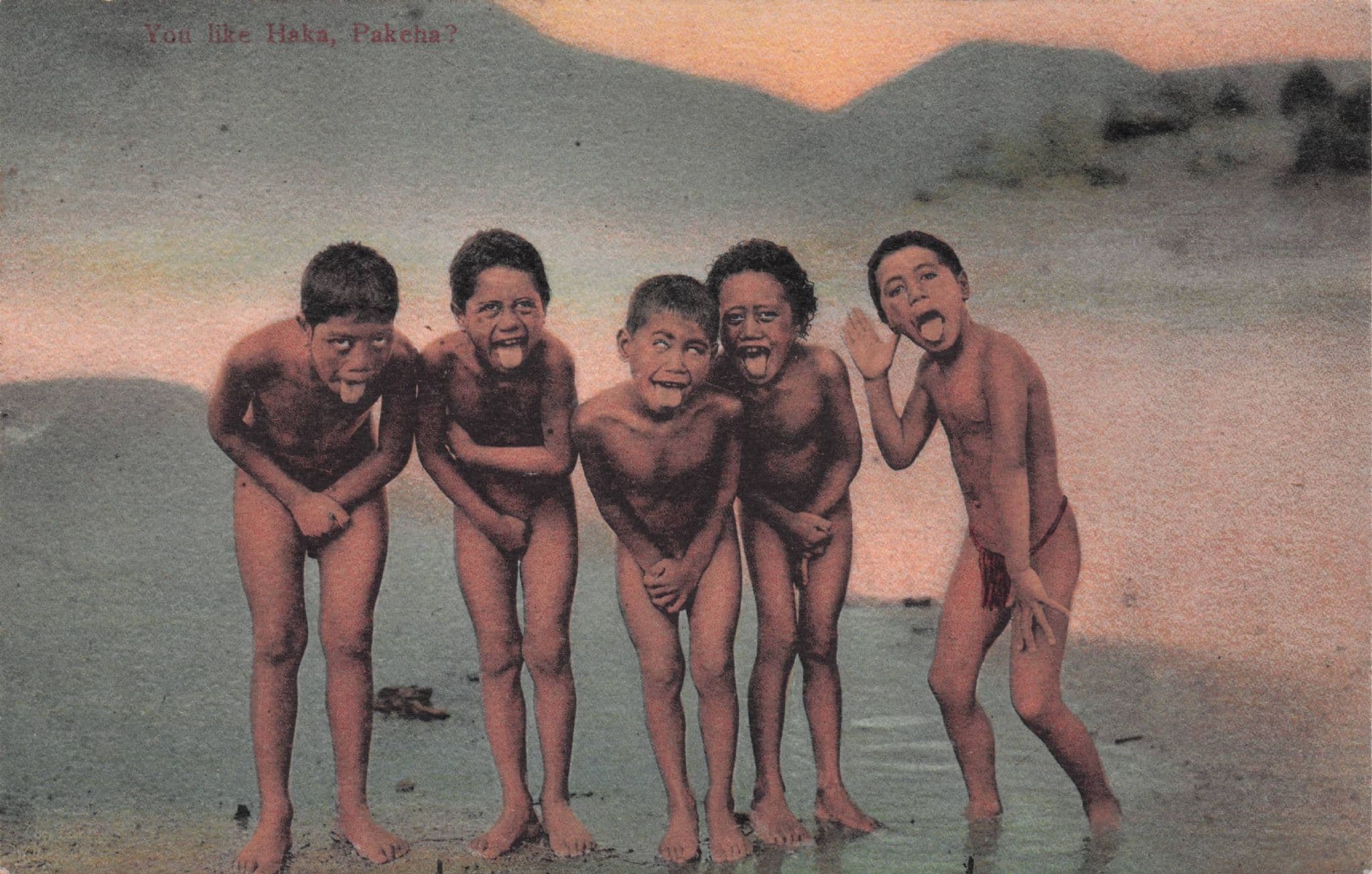 You Like Haka Chant New Zealand Children Antique Postcard