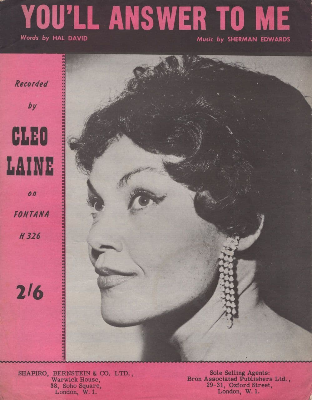 You'll Answer To Me Cleo Laine Sheet Music