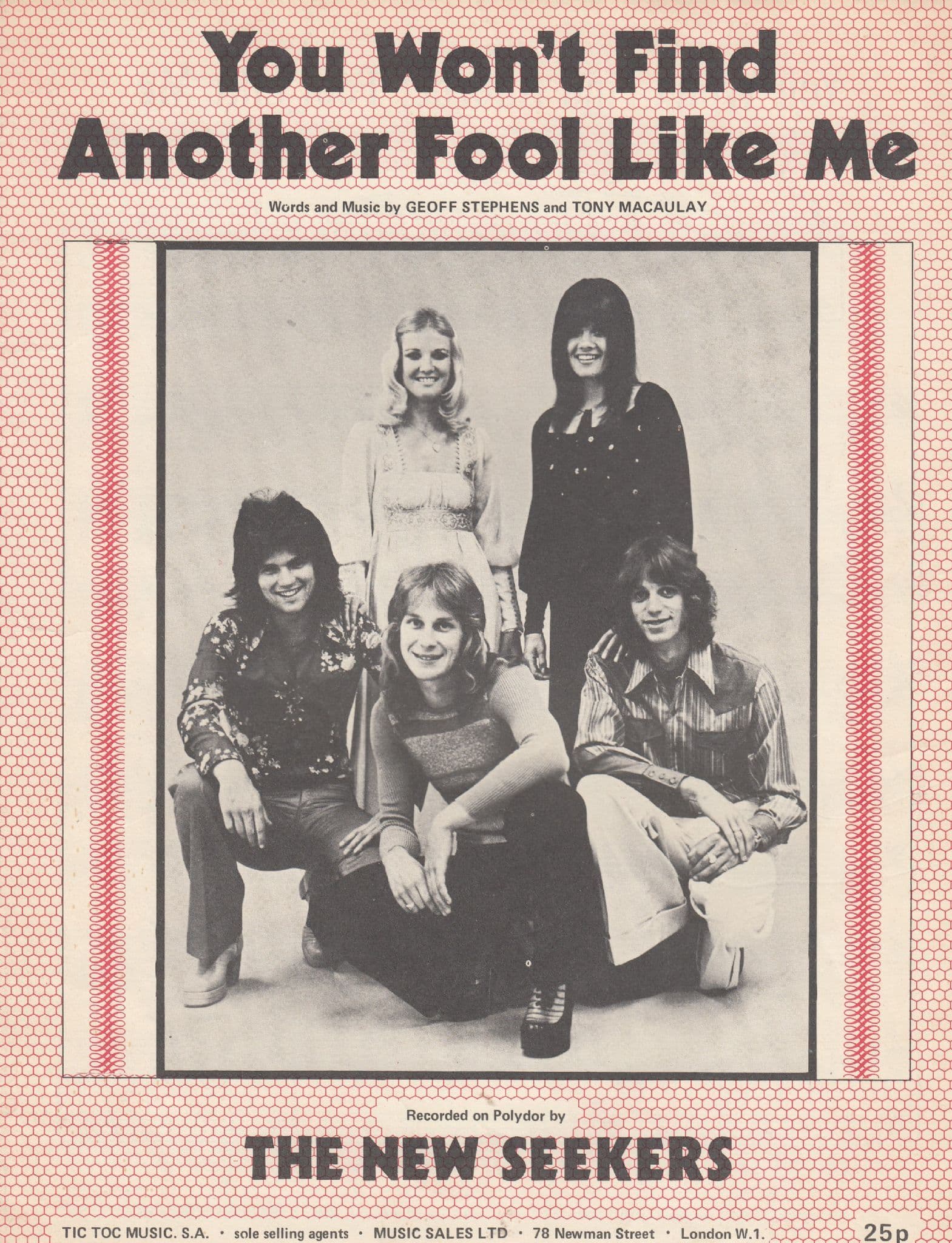 You Wont Find Another Fool Like Me The New Seekers 1970s Sheet Music