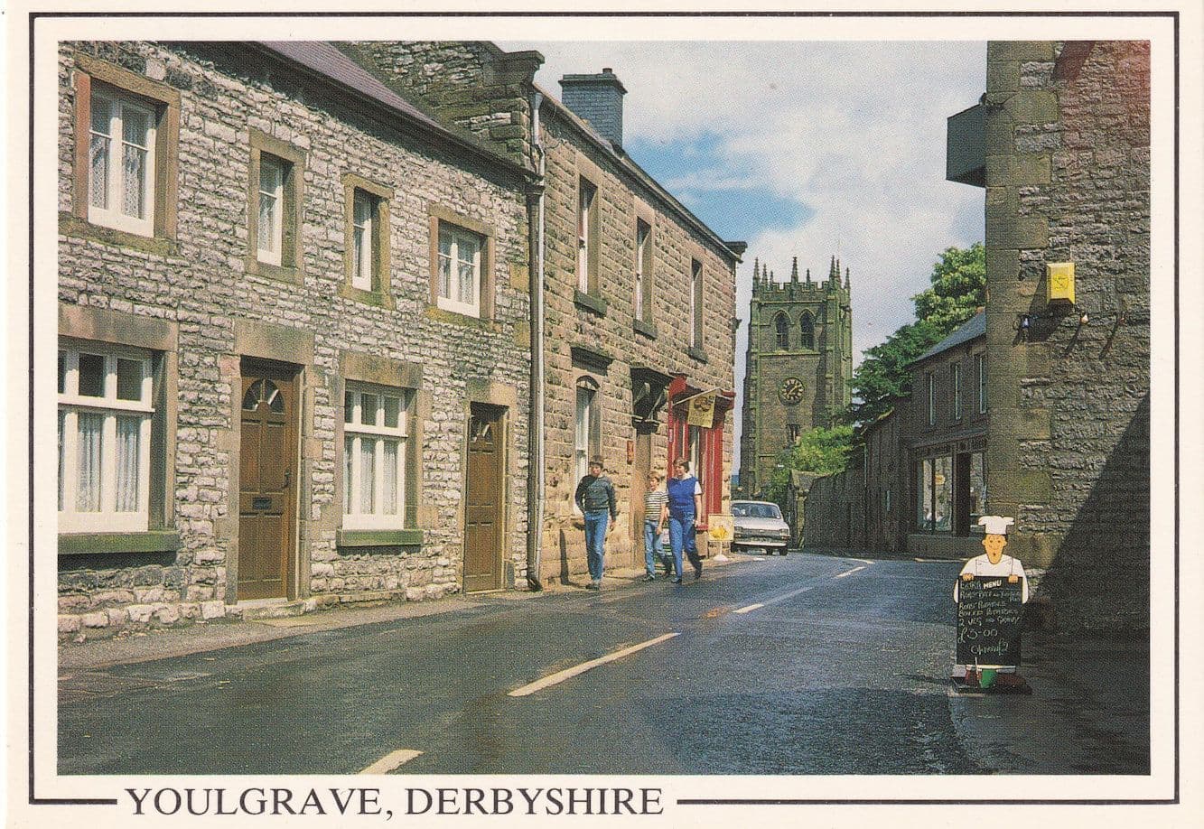 Youlgrave Derby Chef Diner Burger Fish & Chips Restaurant Sign Postcard