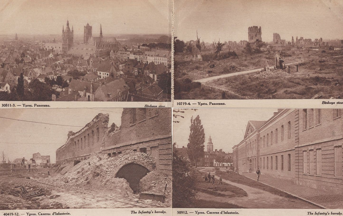 Ypres Caserne D'Infanterie Bomb WW1 Damage Panorama 4x Postcard s