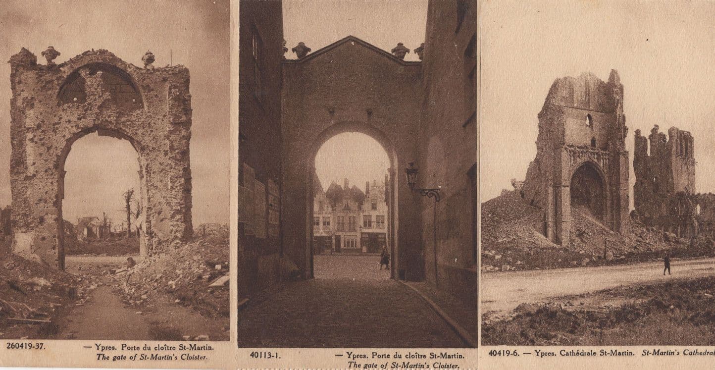 Ypres Cathedrale & Palace St Martin 3x WW1 Bomb Damage Postcard s